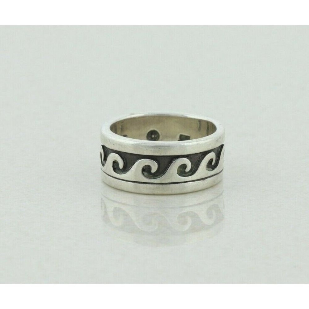 Sterling Silver Wave Band Ring Size 4 1/4